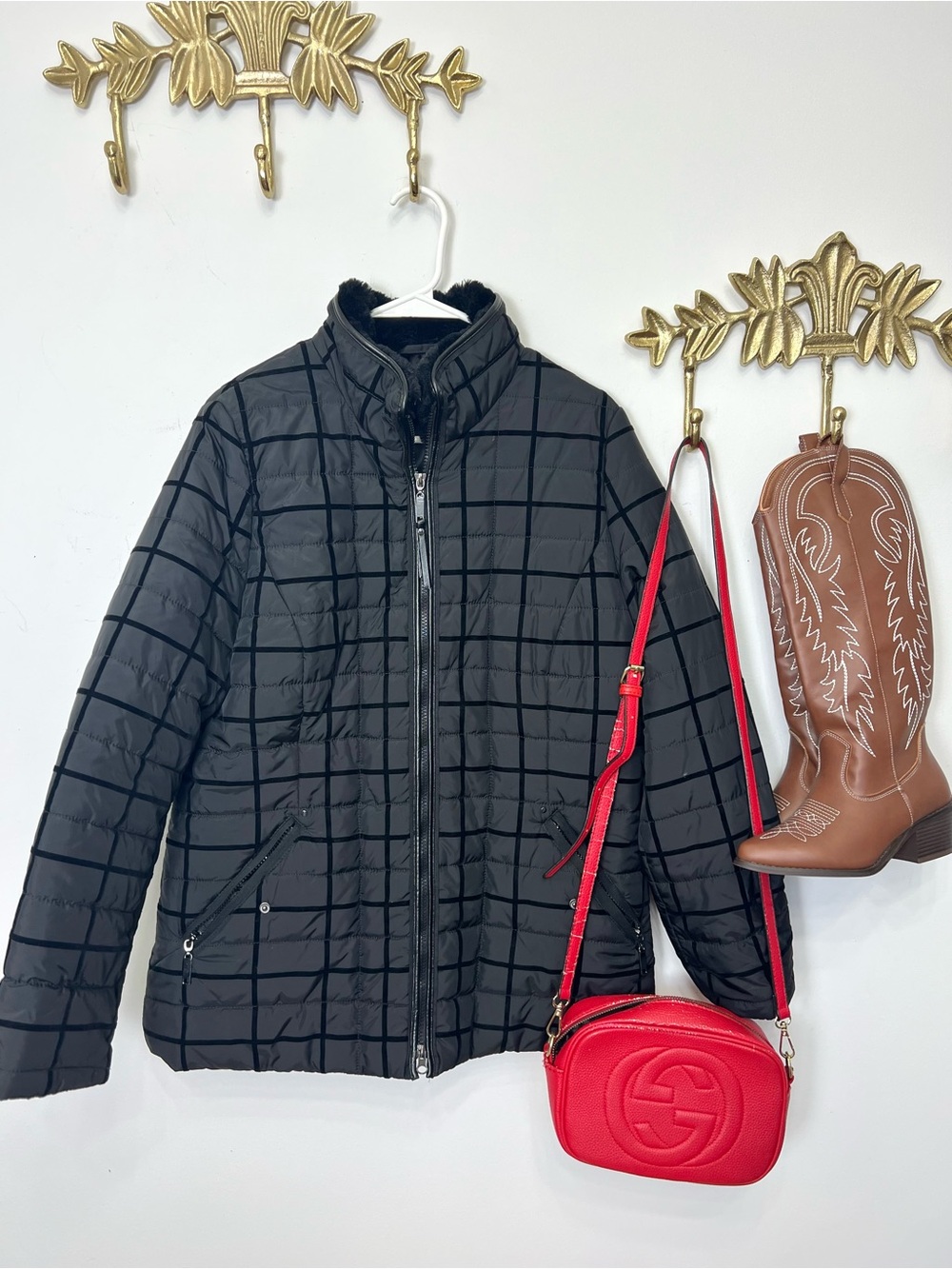 GERRY WEBER chic plaid pattern fall jackets M ptp 22” l 29”